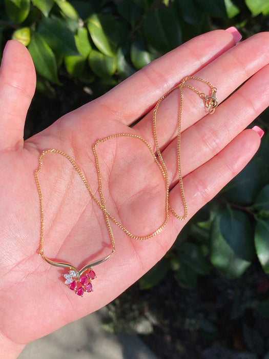 18k ruby diamond necklace 16” or 17.5”