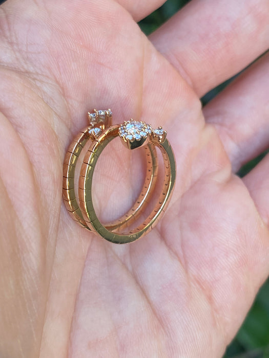 18K Rose Gold Diamond Triple Bypass Coil Ring by Penny Preville