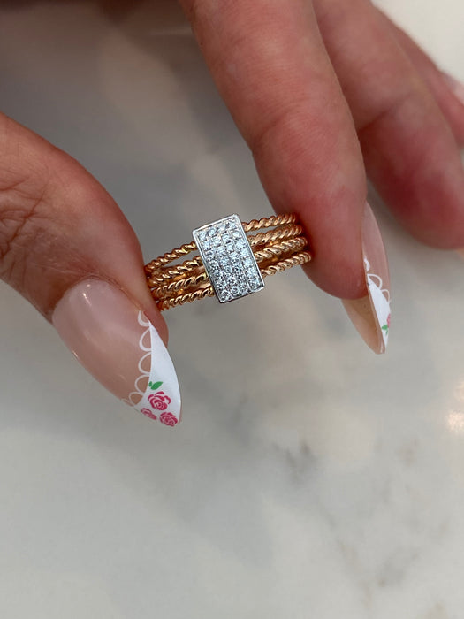 14K Rose Gold Braided Diamond Ring