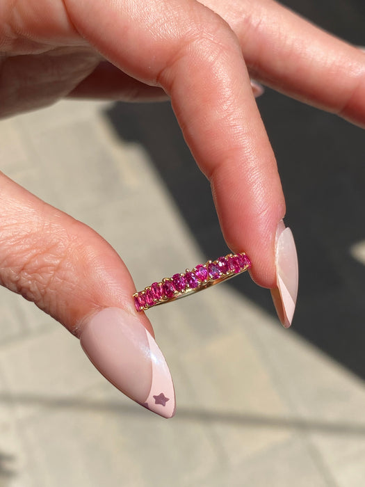 14k Gold Half Eternity Pear Ruby Ring