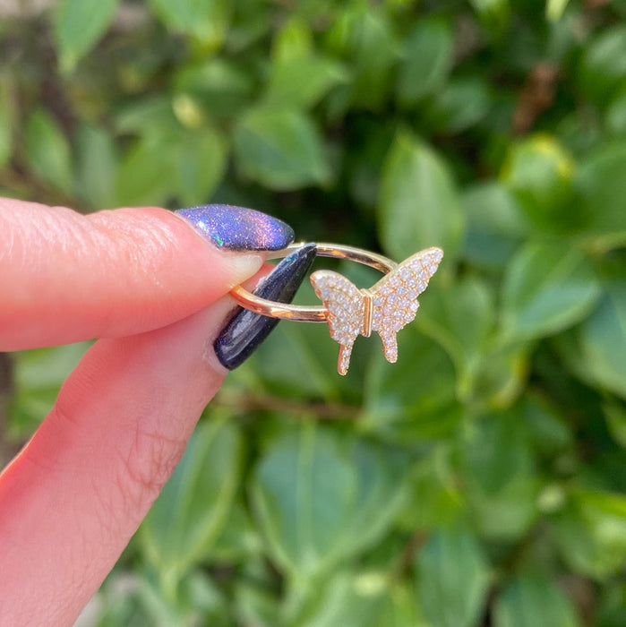 14k diamond butterfly ring size 6.75