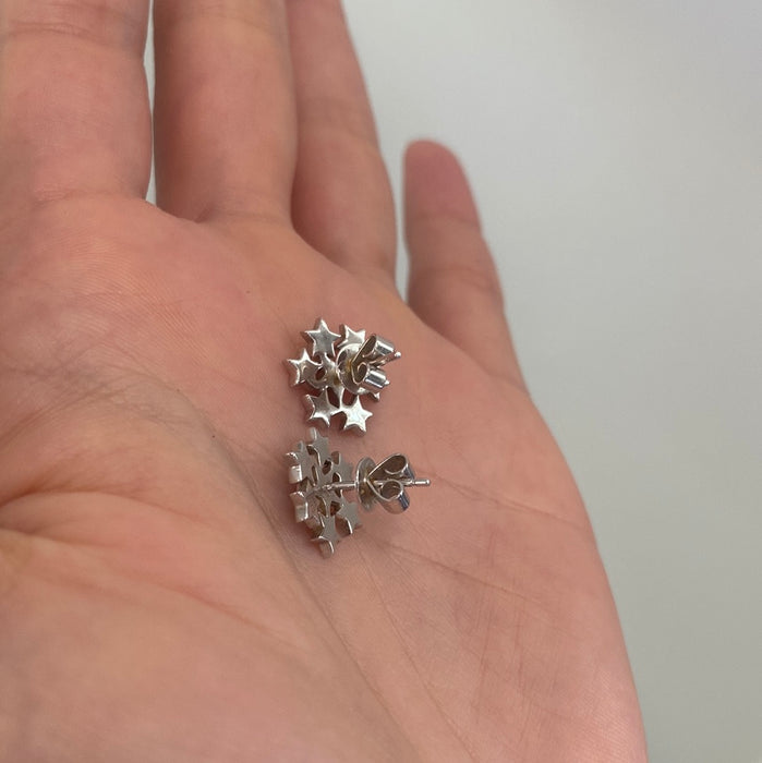 14k Clyde duneier white gold diamond star and sapphire earrings