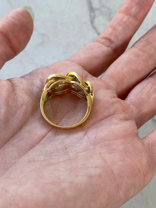Vintage 18K Gold Baguette Diamond Braided Knot Ring, 0.90 CT