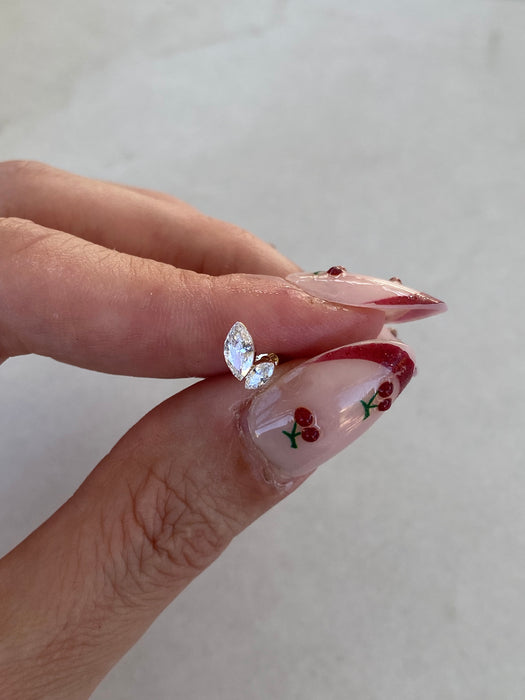 14K Floating Marquise Lab Diamond Flat Back Stud (Single)
