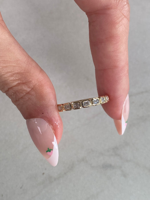 14K East-to-West Emerald Cut Lab Diamond Ring