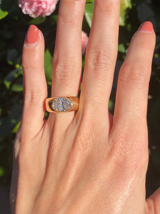 Blossom- 14k lab 2 carat oval east to west diamond ring size 7