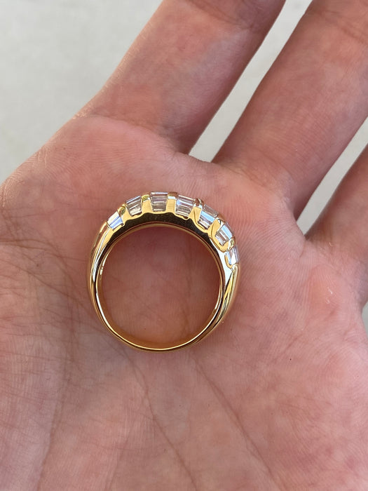 Vintage 18K Yellow Gold Diamond Baguette Ring