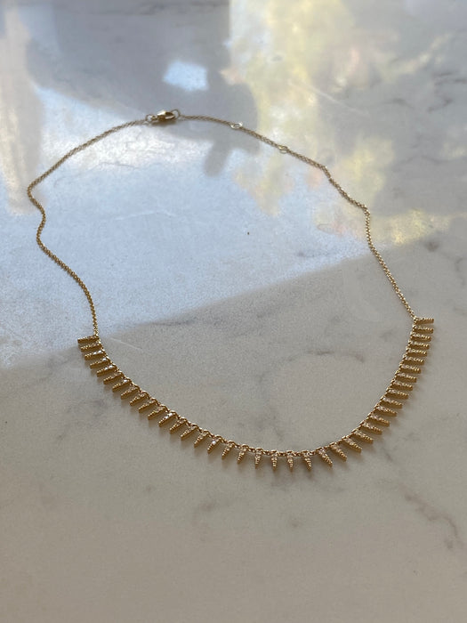 14k spiked diamond necklace adjustable 16-17-18”