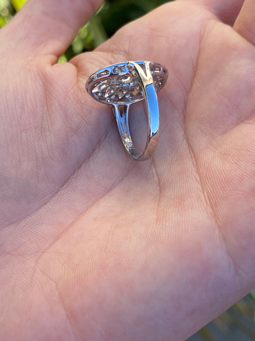 18k white gold art deco rose cut diamond ring size 6