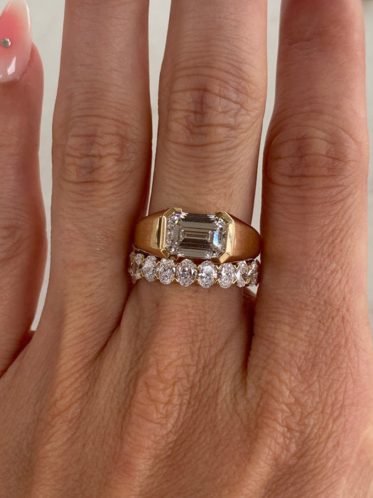 14K Gold 3 Carat Oval Lab Diamond Eternity Ring