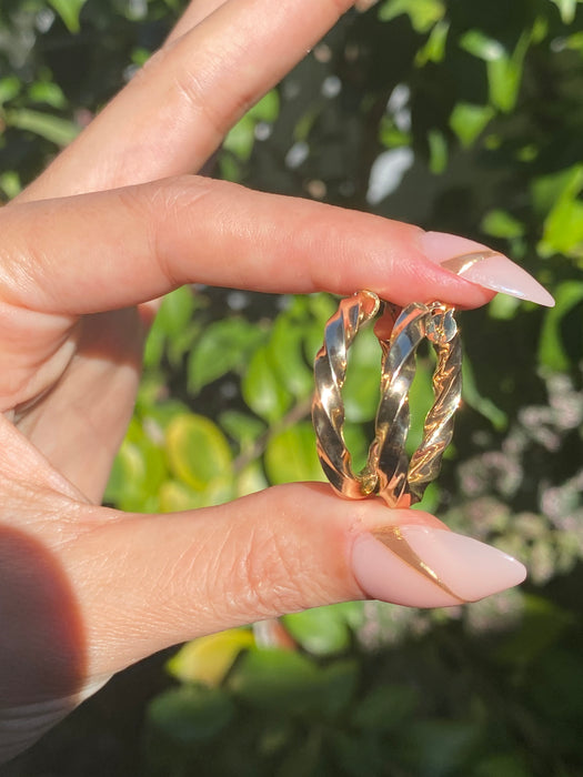 14k twisted hoop earrings