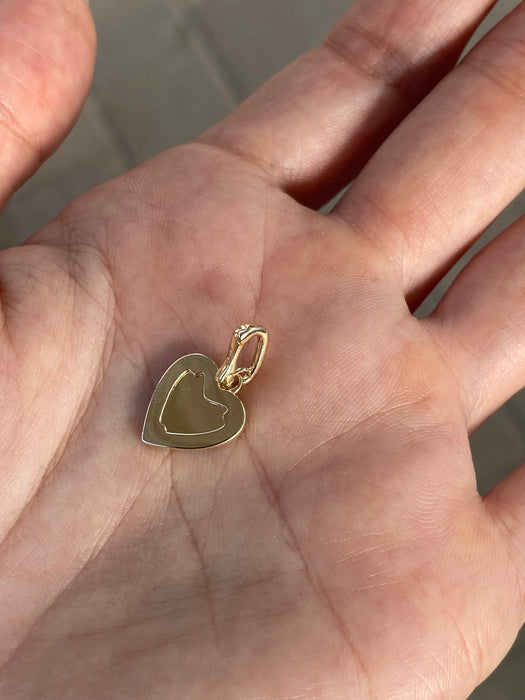 14K Gold Fluted Diamond Heart Charm