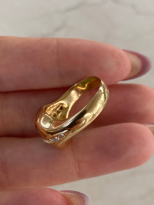 Vintage 18K Gold Emerald & Diamond Signet Ring