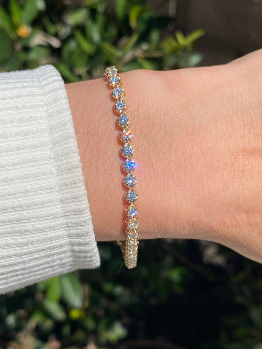 14K Gold Lab Diamond Tennis Bracelet – 2.3 TCW Cupcake Setting, 7”