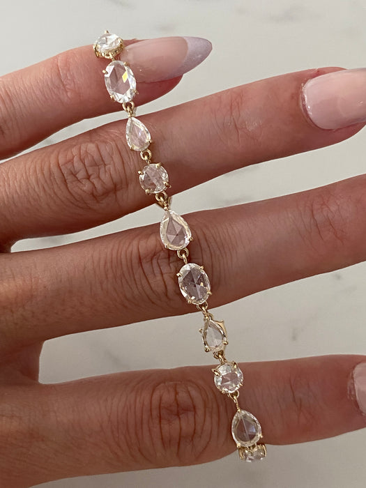 14K Yellow Gold Rose Cut Lab Diamond Tennis Bracelet – 7.2 CTW