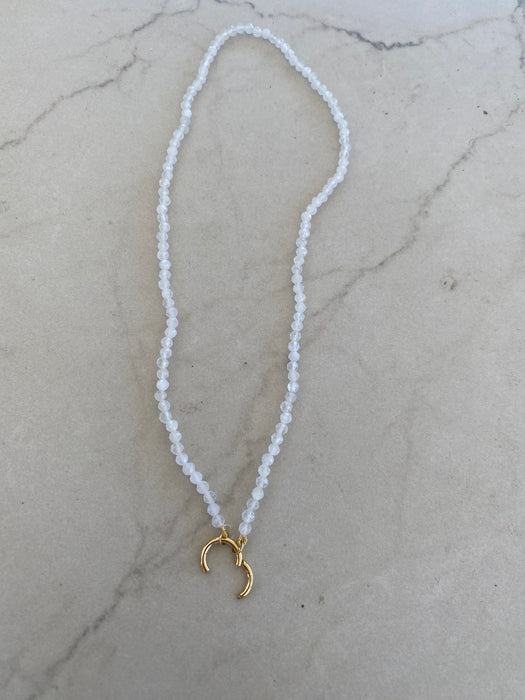 14K Gold Moonstone Beaded Necklace