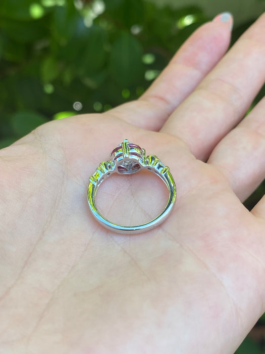 Platinum 900 diamond ruby ring size 6.75