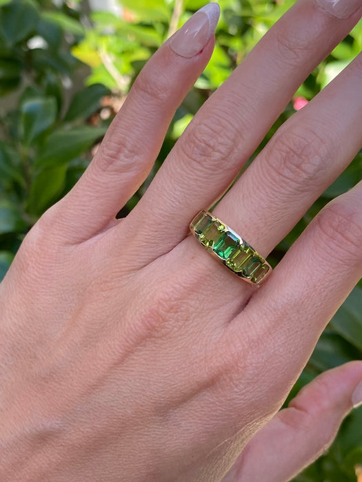 14k Gold Tsavorite Garnet & Peridot Ring Size 7