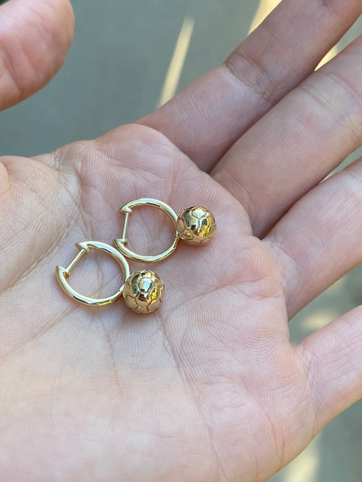 14k diamond ball huggie earrings