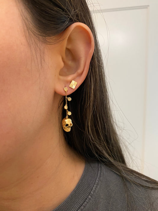 14k diamond skull earrings