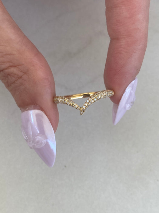 18k Gold Natural Chevron Diamond Ring