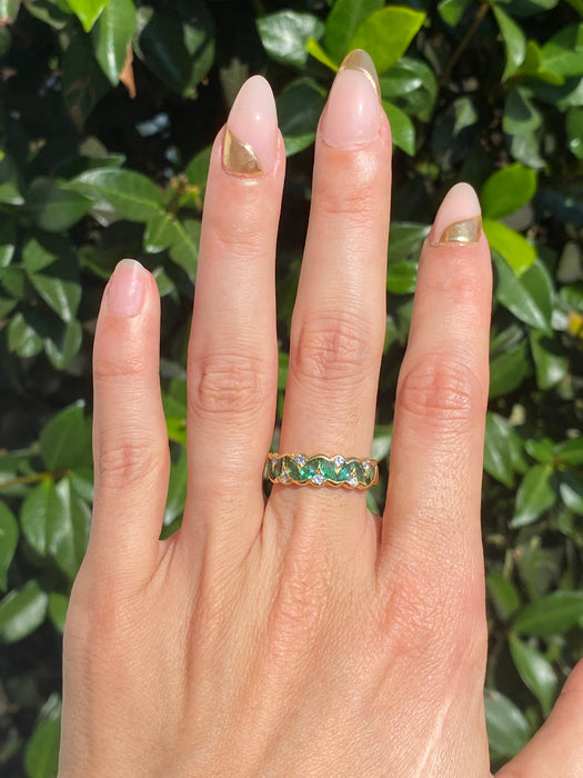 18k emerald and diamond ring size 6.75