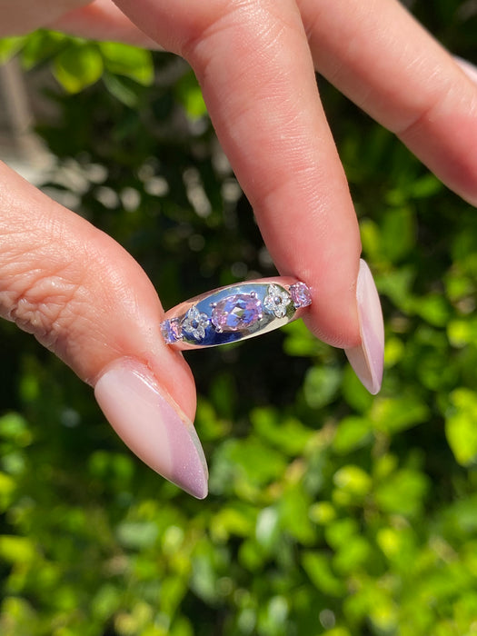 Vintage Platinum 900 Pink Tourmaline & Diamond Ring