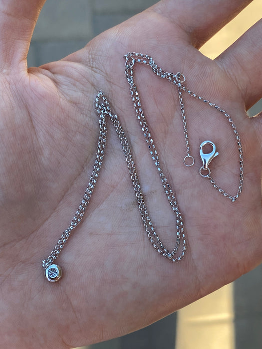 14K White Gold Lab Diamond Halo Necklace