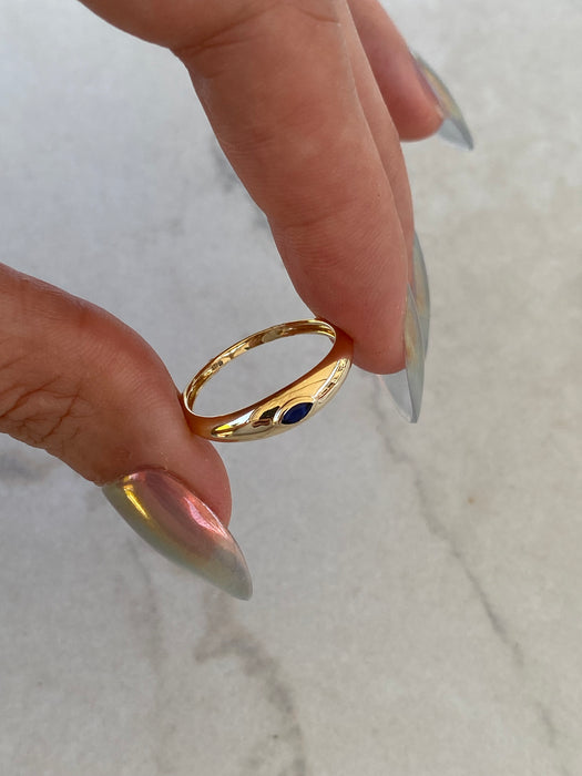 14K Natural Blue Sapphire Marquise Ring