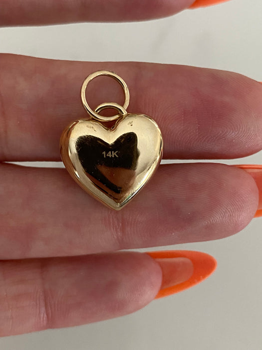 14K Gold Heart Charm with Diamond Star Accents & East–West Blue Topaz