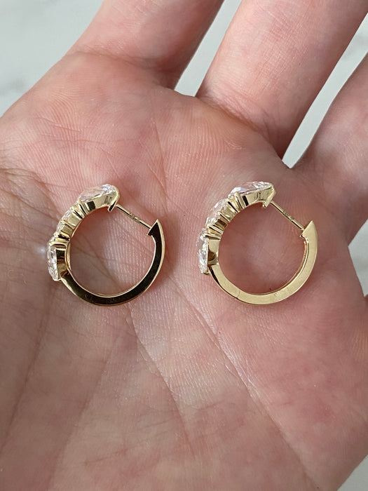 14K Rose Cut Lab Diamond Huggie Earrings