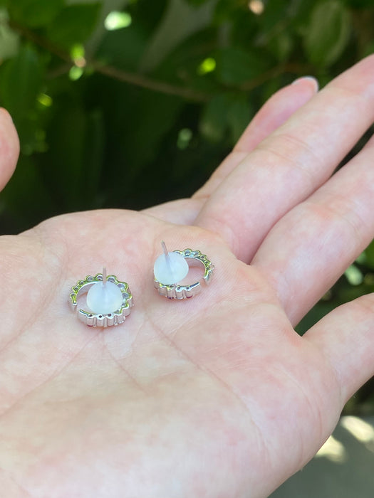 18k white gold diamond ruby crescent moon stud earrings