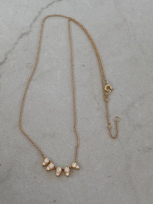 14K Yellow Gold Lab Diamond Spike Necklace | Adjustable 16–18”