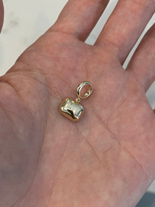 14K Gold Lab Emerald Cut Emerald Charm