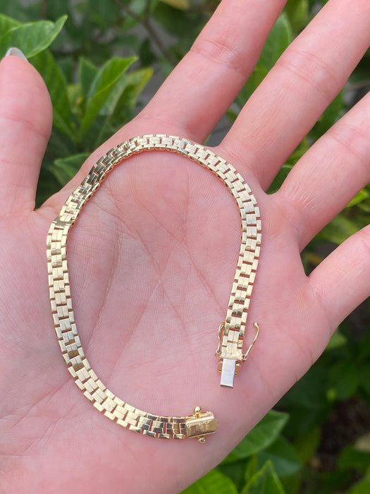 14k panther link bracelet 7.25”