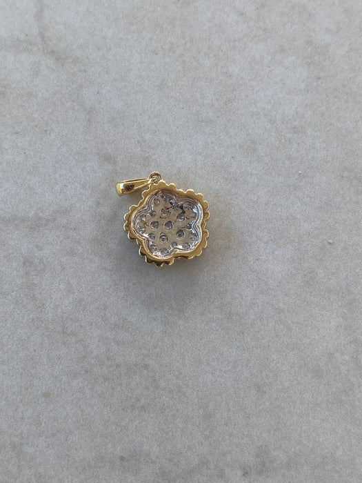 18K Gold Natural Diamond Flower Charm