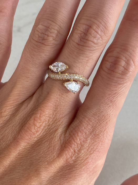14K Wavy Bypass Lab Diamond Ring