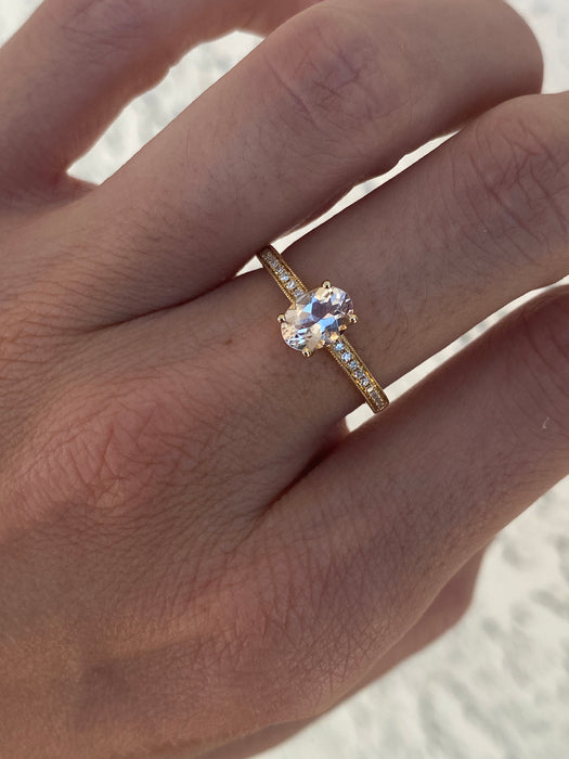 14k morganite diamond ring size 6.25