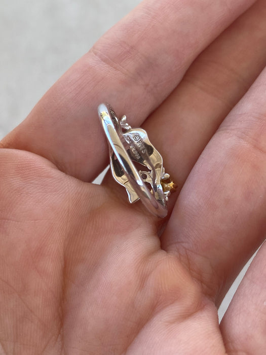 Vintage Platinum 999 Snoopy & Woodstock Ring