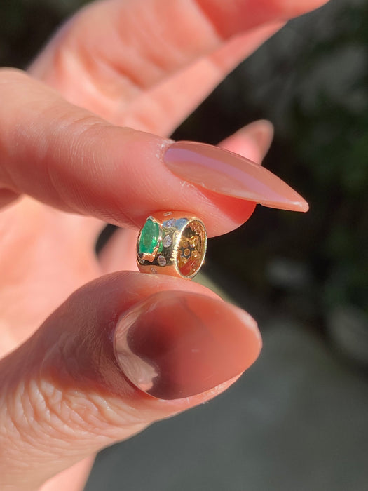 14K Gold Diamond & Emerald Double-Sided Star Rondelle Slider Charm