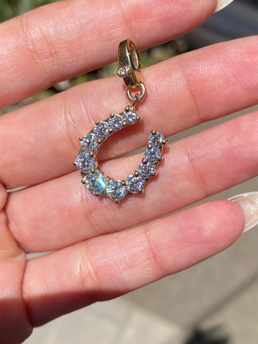 14K Gold 2.5 Carat Lab Diamond Horseshoe Pendant