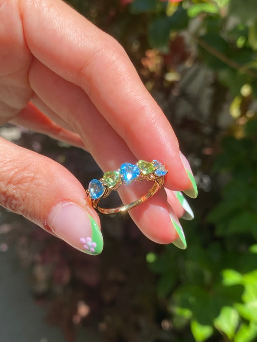 18k topaz and peridot heart ring size 6.75