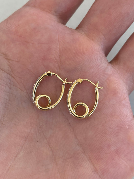 Vintage 10k Diamond Huggie Earrings