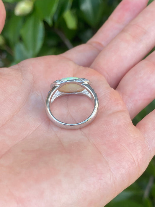 Platinum opal diamond ring size 7