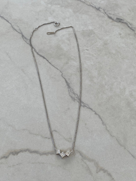 Vintage Platinum Princess Cut Diamond Necklace – 1.04 TCW