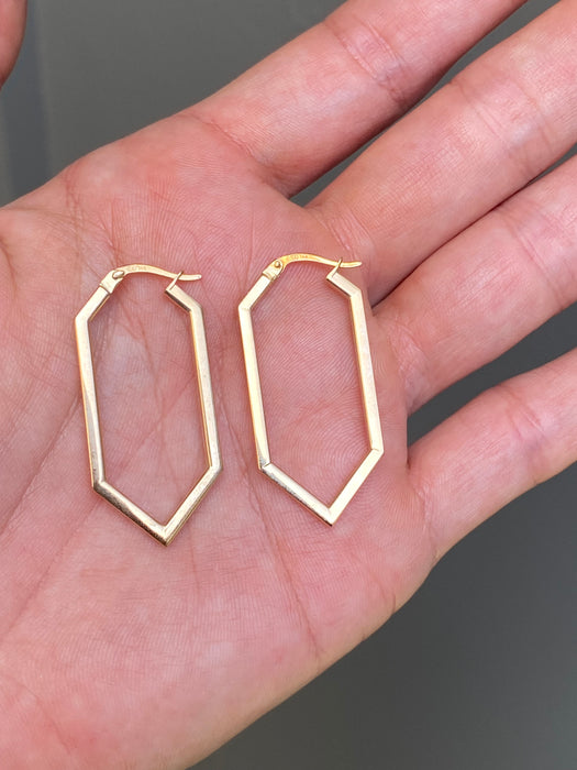 14k pointed geometric hoop earrings