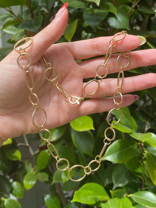 14k circle link necklace 18”