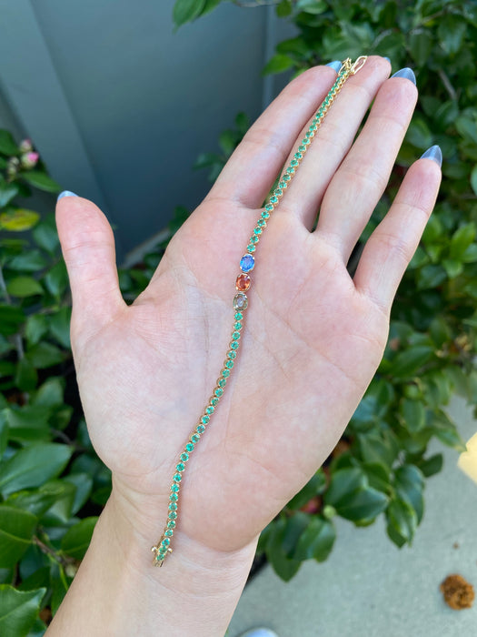 14K Sapphire & Emerald Tennis Bracelet – 3.75 TCW