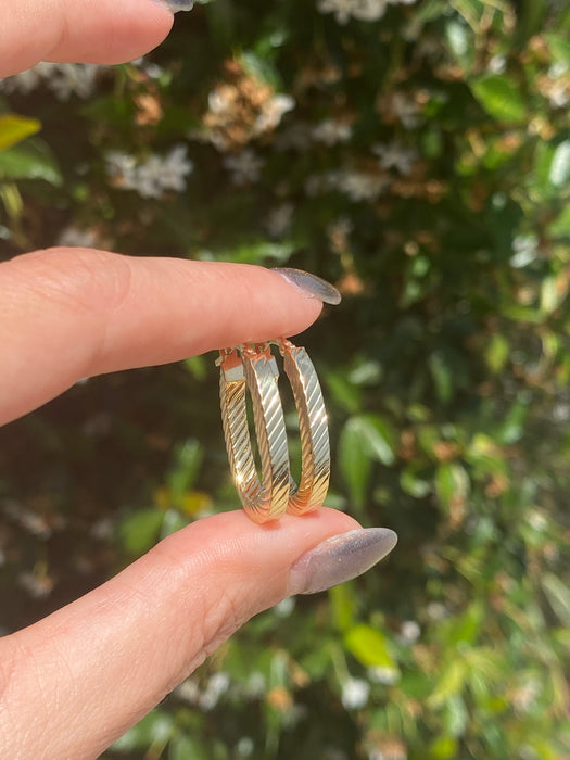 14k fluted oval hoop earrings