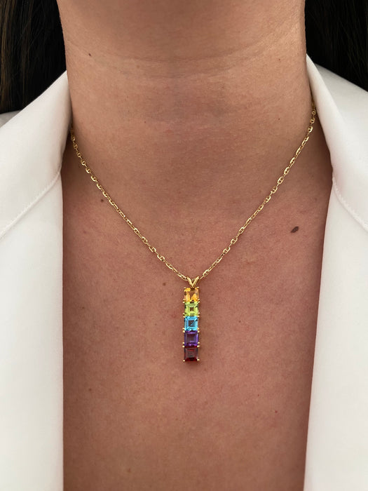 18k rainbow gemstone pendant charm